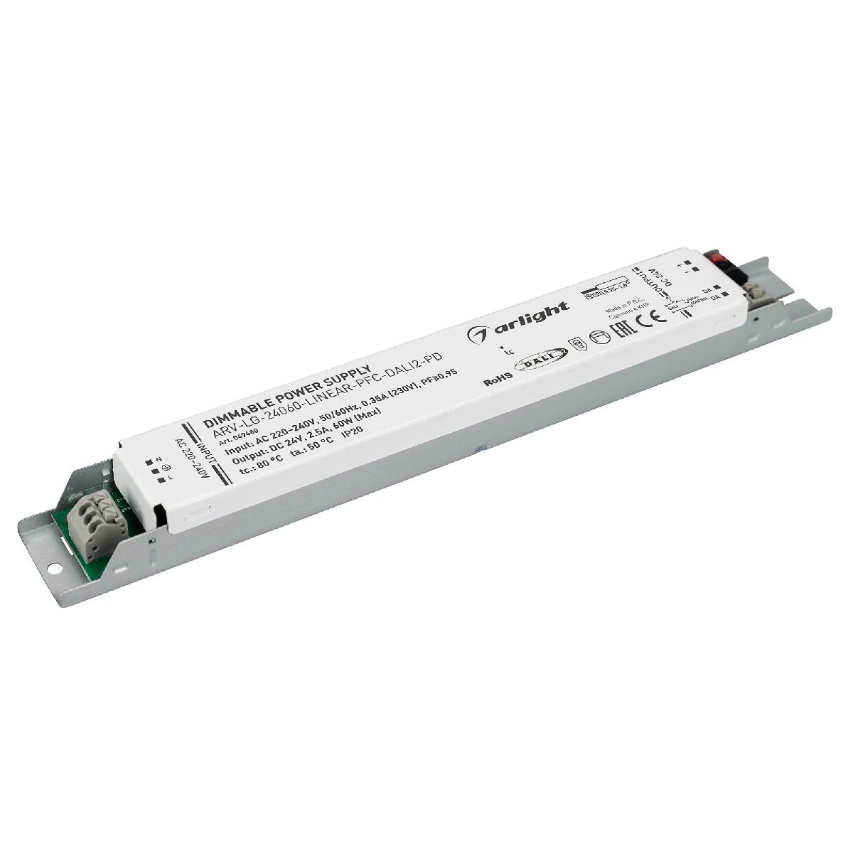 Блок питания Arlight ARV-LG-24060-LINEAR-PFC-DALI2-PD (24V, 2.5A, 60W) 049480 в Санкт-Петербурге