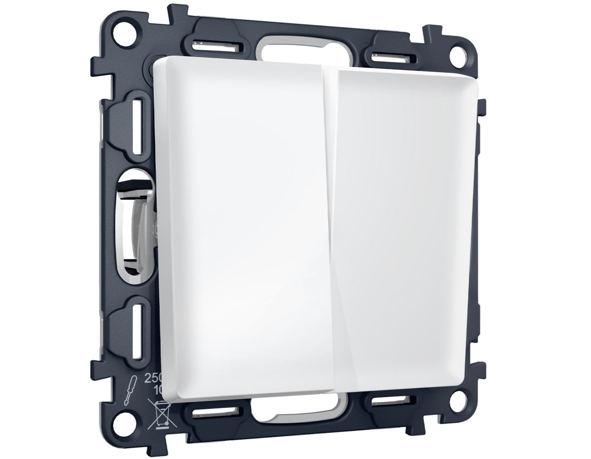 Комплект механизма 2-клавишного перекрестного выключателя 10A-250V Alfa Белый матовый Quant Ambrella Volt MA123030 (AP1230, VM125) в Санкт-Петербурге