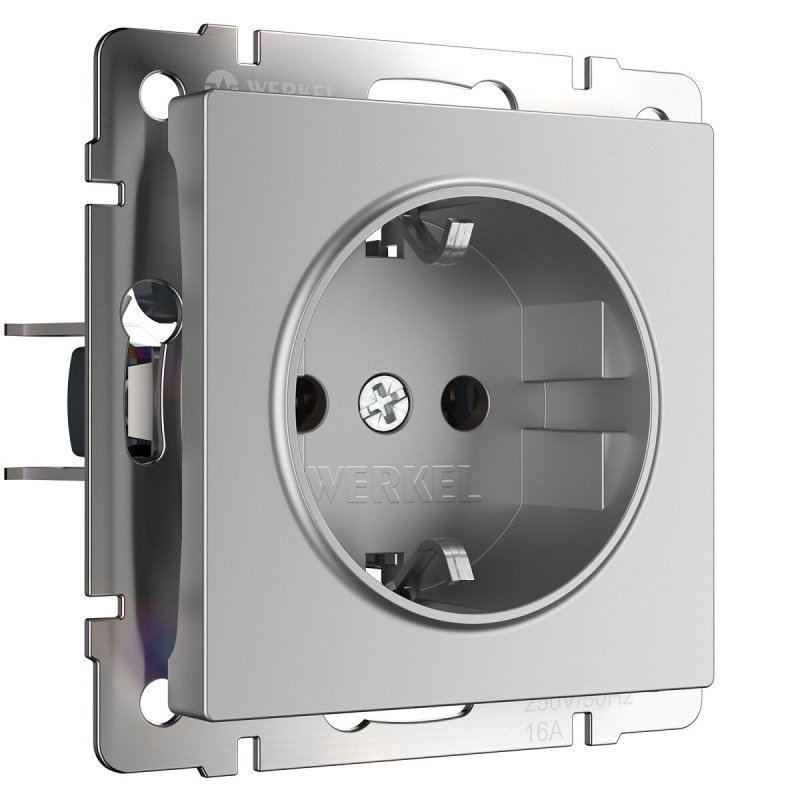 Розетка с заземлением Werkel серебряный W1171006 4690389157707 a050881 в Санкт-Петербурге