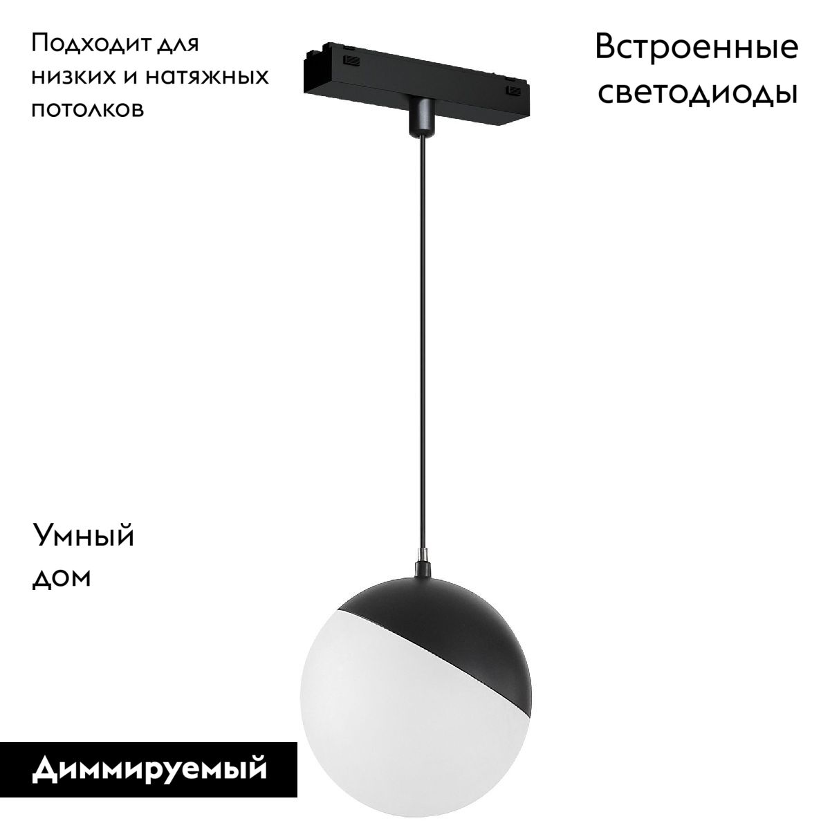 Трековый магнитный светильник Arlight MAG-VIBE-EMISFERO-HANG-R100-6W Day4000-MIX (BK, 130 deg, 48V, TUYA) 044815 в Санкт-Петербурге