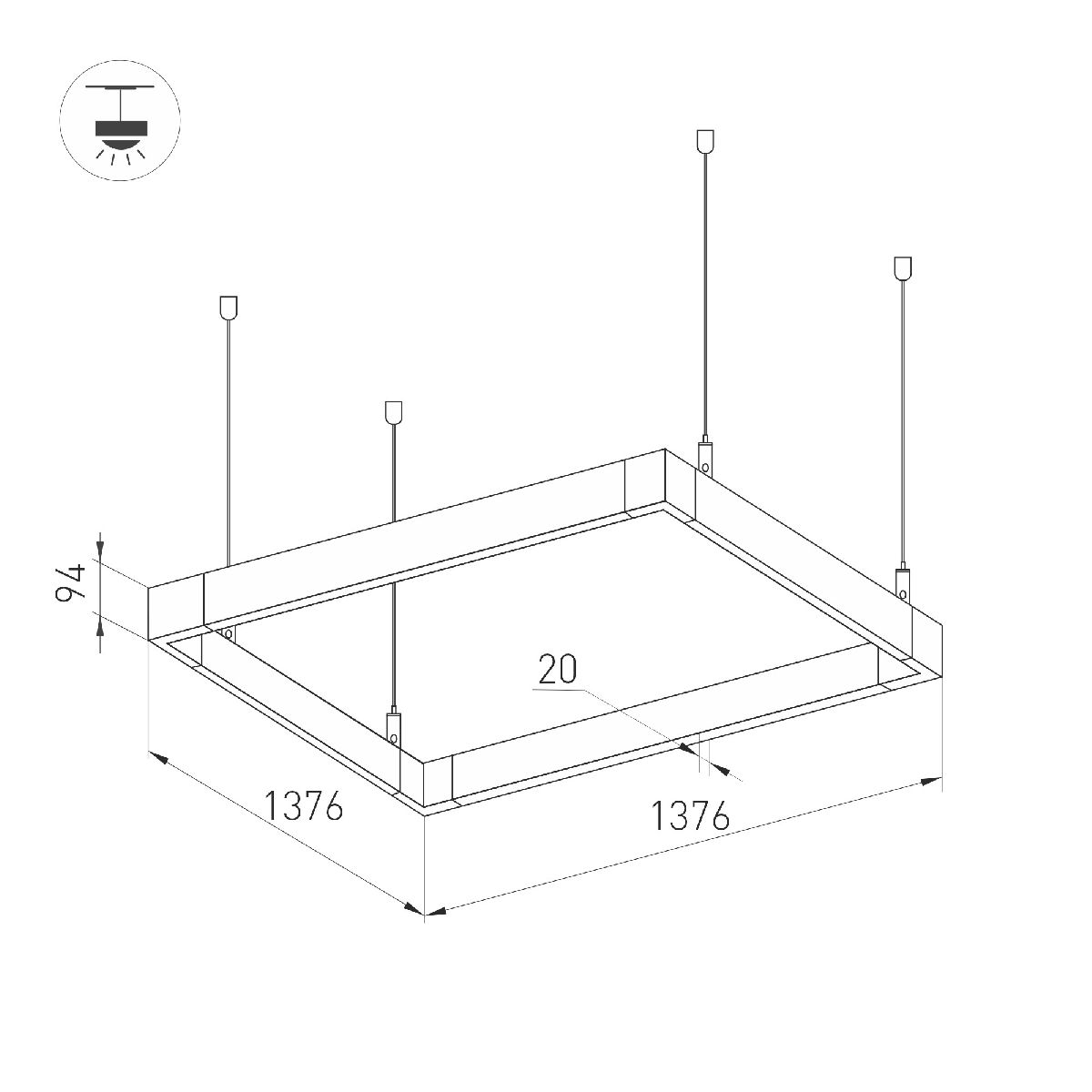 Подвесной светильник Arlight ALT-LINEAIR-QUADRAT-FLAT-UPDOWN-DIM-1375-170W Warm3000 040635 в Санкт-Петербурге