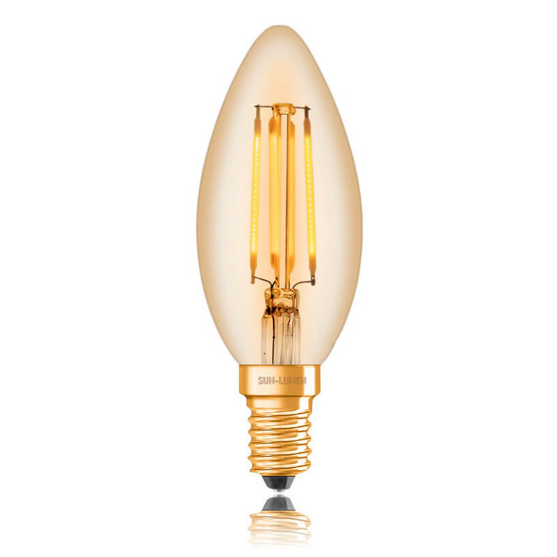 Лампа светодиодная филаментная диммируемая Sun Lumen E14 4W 2200K золотая 057-332 в Санкт-Петербурге