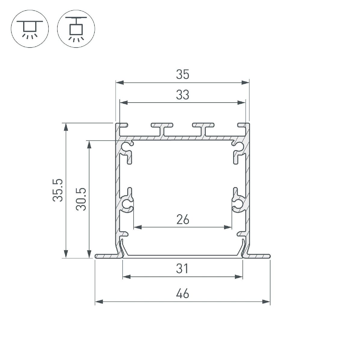 Алюминиевый профиль Arlight LINIA49-F-S-2500 BLACK 041874 в Санкт-Петербурге