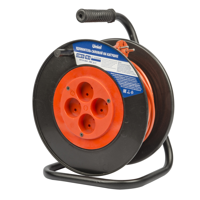 Удлинитель на пластиковой катушке Uniel YX10-004 /UCK-4N/2x1,00/40M/S ORANGE/BLACK UL-00009857 в Санкт-Петербурге