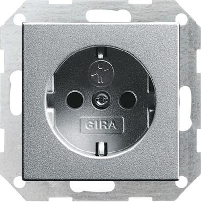 Розетка Gira System 55 Schuko с/з со шторками 16A 250V безвинтовой зажим алюминий 045326 в Санкт-Петербурге