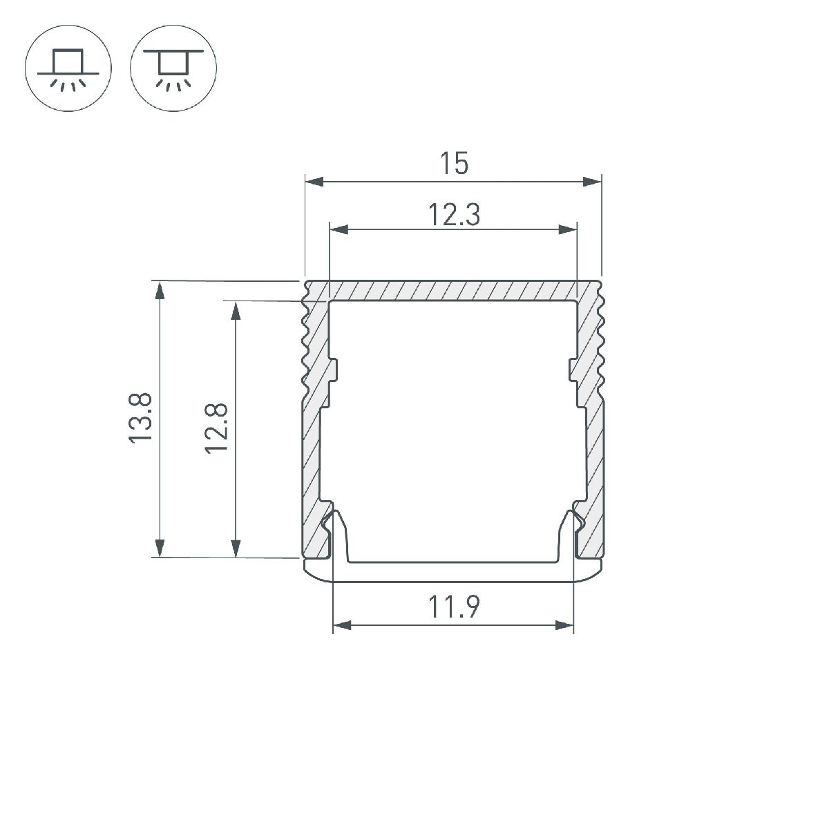 Алюминиевый профиль Arlight SL-MINI-15-2000 ANOD 049019 в Санкт-Петербурге