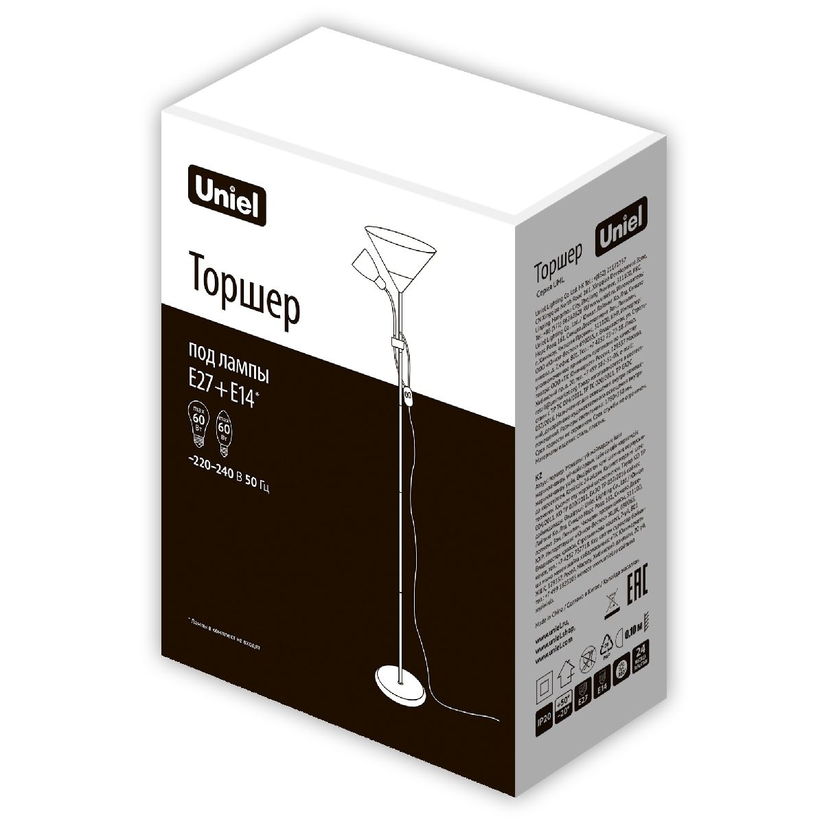 Торшер Uniel UML-T520 E27+E14 SILVER/WHITE UL-00010195 в Санкт-Петербурге