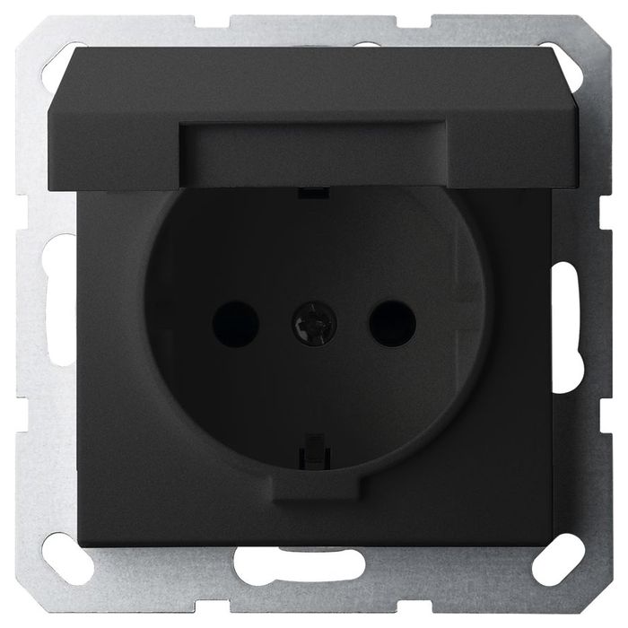 Розетка SHUKO Jasmart с крышкой с защитными шторками черный матовый (soft touch) 16A 250V 2P+T G5505PB в Санкт-Петербурге