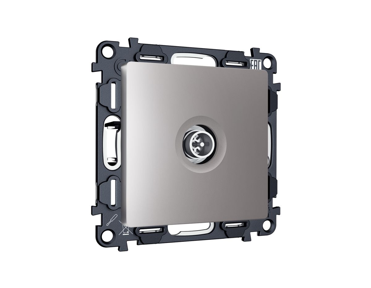 Комплект механизма TV розетки оконечной экранированной 5-1000MHz 3dB Alfa Сталь матовый Quant Ambrella Volt MA513005 (AP5130, VM199) в Санкт-Петербурге