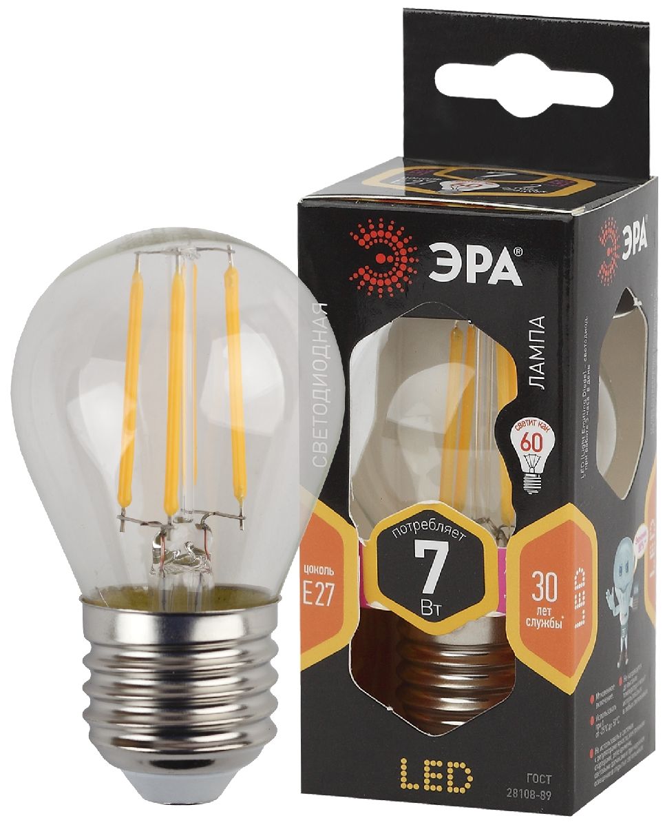 Лампа светодиодная Эра E27 7W 2700K F-LED P45-7W-827-E27 Б0035591 в #REGION_NAME_DECLINE_PP#