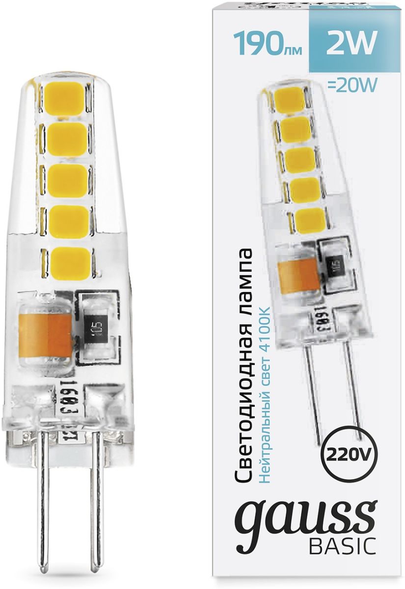 Светодиодная лампа Gauss Basic G4 2W 4100K 1169722 в Санкт-Петербурге
