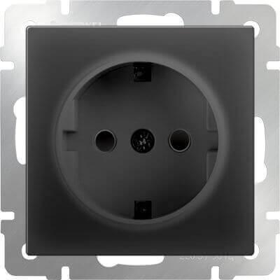 Розетка Werkel с заземлением и шторками черный матовый WL08-SKGS-01-IP44 4690389054228 в Санкт-Петербурге