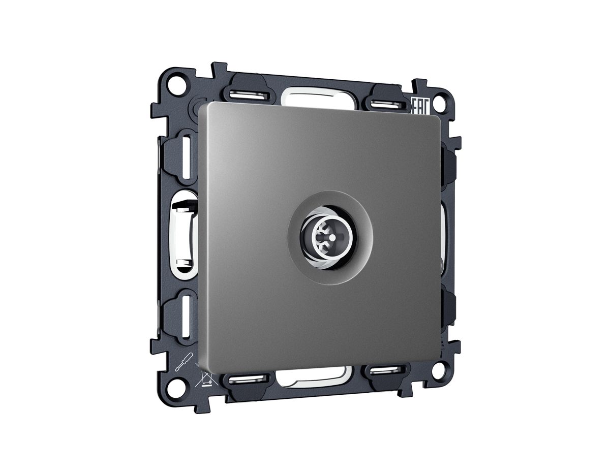 Комплект механизма TV розетки оконечной экранированной 5-1000MHz 3dB Alfa Антрацит серый Quant Ambrella Volt MA663005 (AP6630, VM199) в #REGION_NAME_DECLINE_PP#