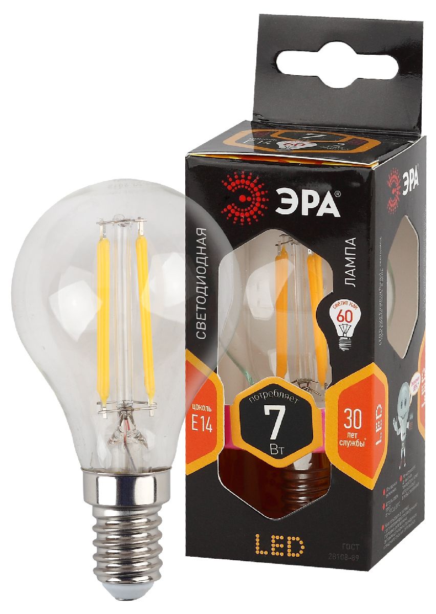 Лампа светодиодная Эра E14 7W 2700K F-LED P45-7W-827-E14 Б0027946 в Санкт-Петербурге