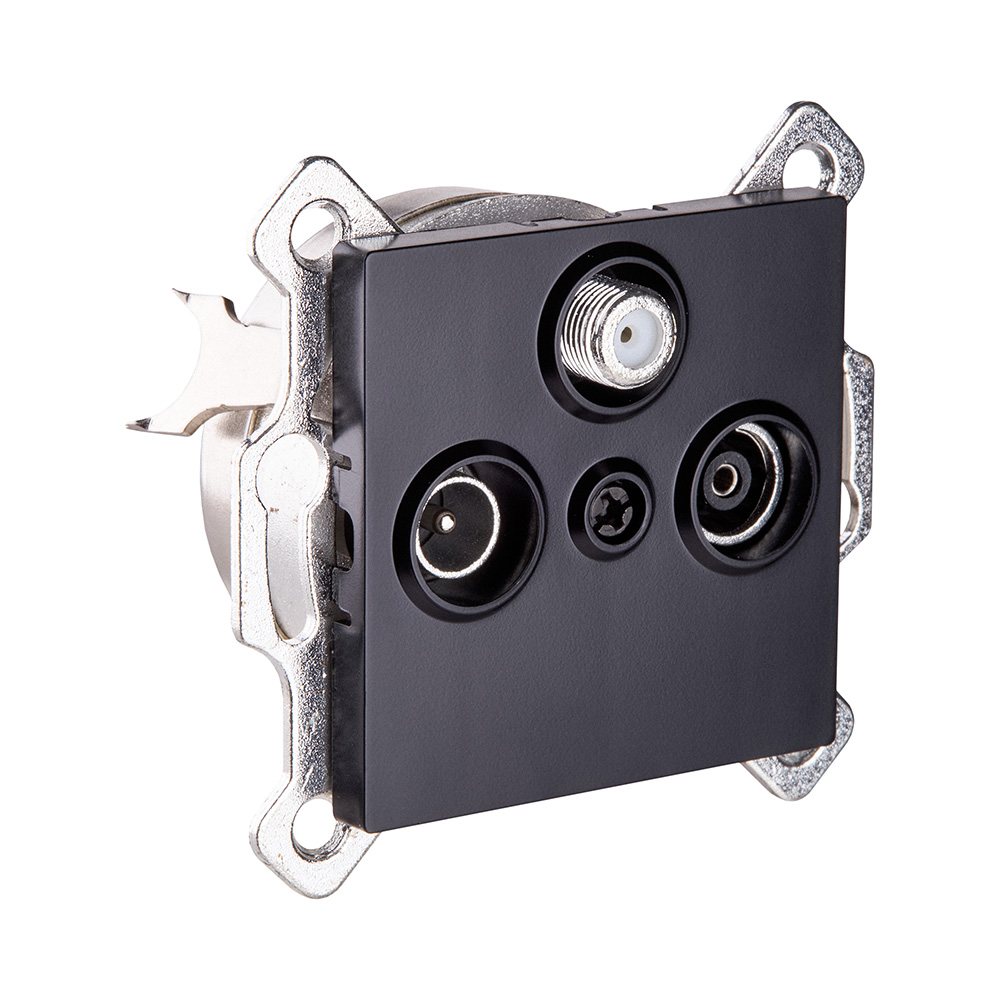 Розетка тройная TV (мама) + TV (папа) + спутниковая SAT, черный Kollinger REA-036BK для Aspekt, Eleganz, Reflex в #REGION_NAME_DECLINE_PP#