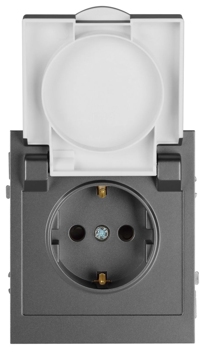 Розетка Эра Arktik 16-2103-06 с заземлением 2P+E Schuko со шторками с крышкой 16А-250В графит Б0070439 в Санкт-Петербурге