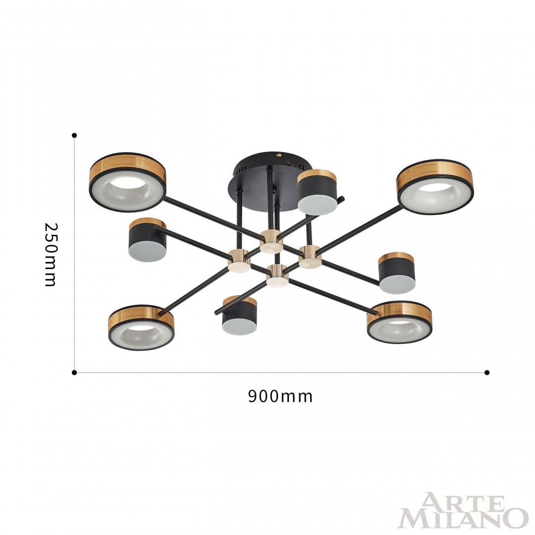 Потолочная люстра Arte Milano 272040/8 BK/GD в Санкт-Петербурге