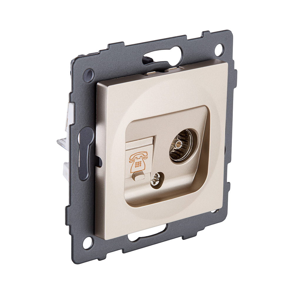 Розетка двойная TV (мама) + телефонная розетка RJ11, золотой Kollinger REA-013GD для Aspekt, Eleganz, Reflex в #REGION_NAME_DECLINE_PP#