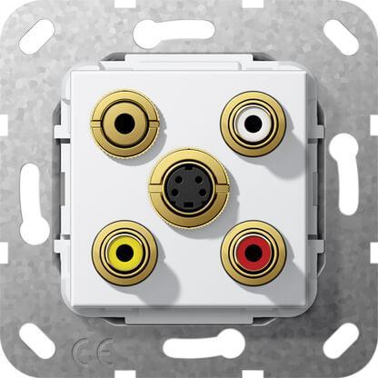 Розетка S-Video/2RCA/Minijack/композитный Gira System 55 чисто-белый глянцевый 566303 в Санкт-Петербурге