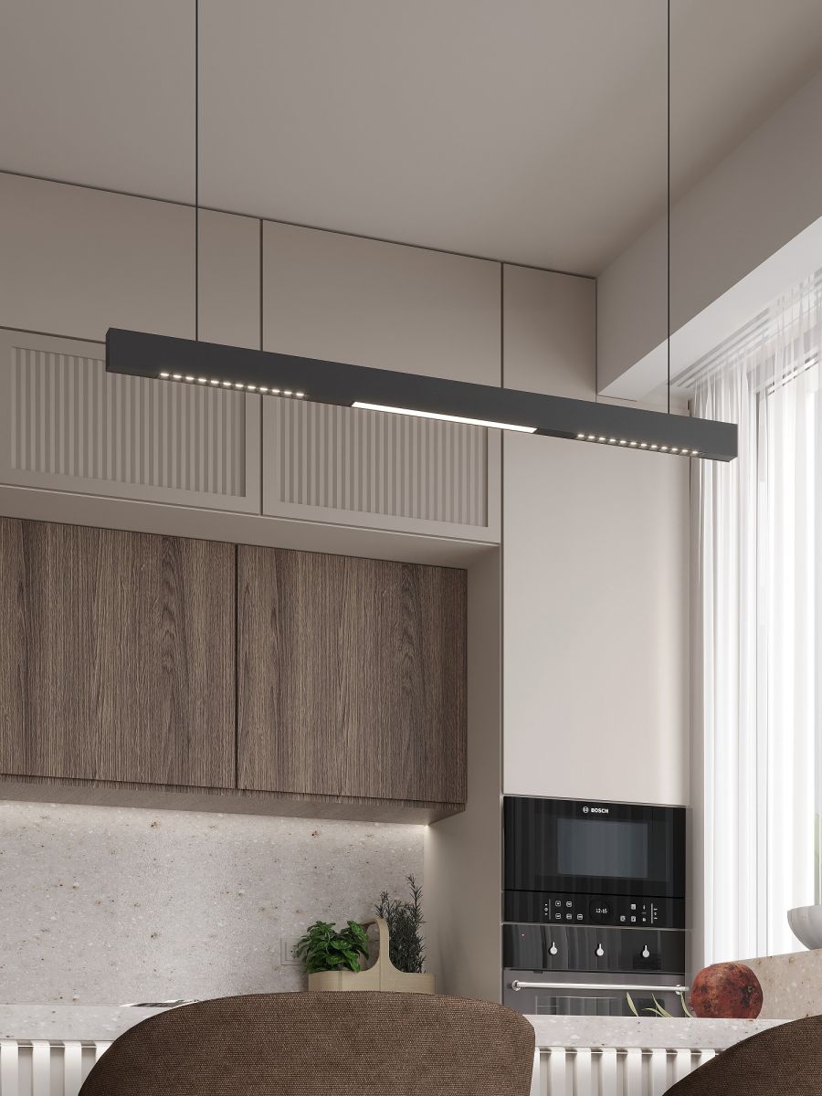 Трековая система со светильниками №8 трехфазная подвесная Eldeko (48В, форма - прямая, 1м, 3000K) черная Hesby Lighting HSBL_kompl_E008_PI1B3K в #REGION_NAME_DECLINE_PP#