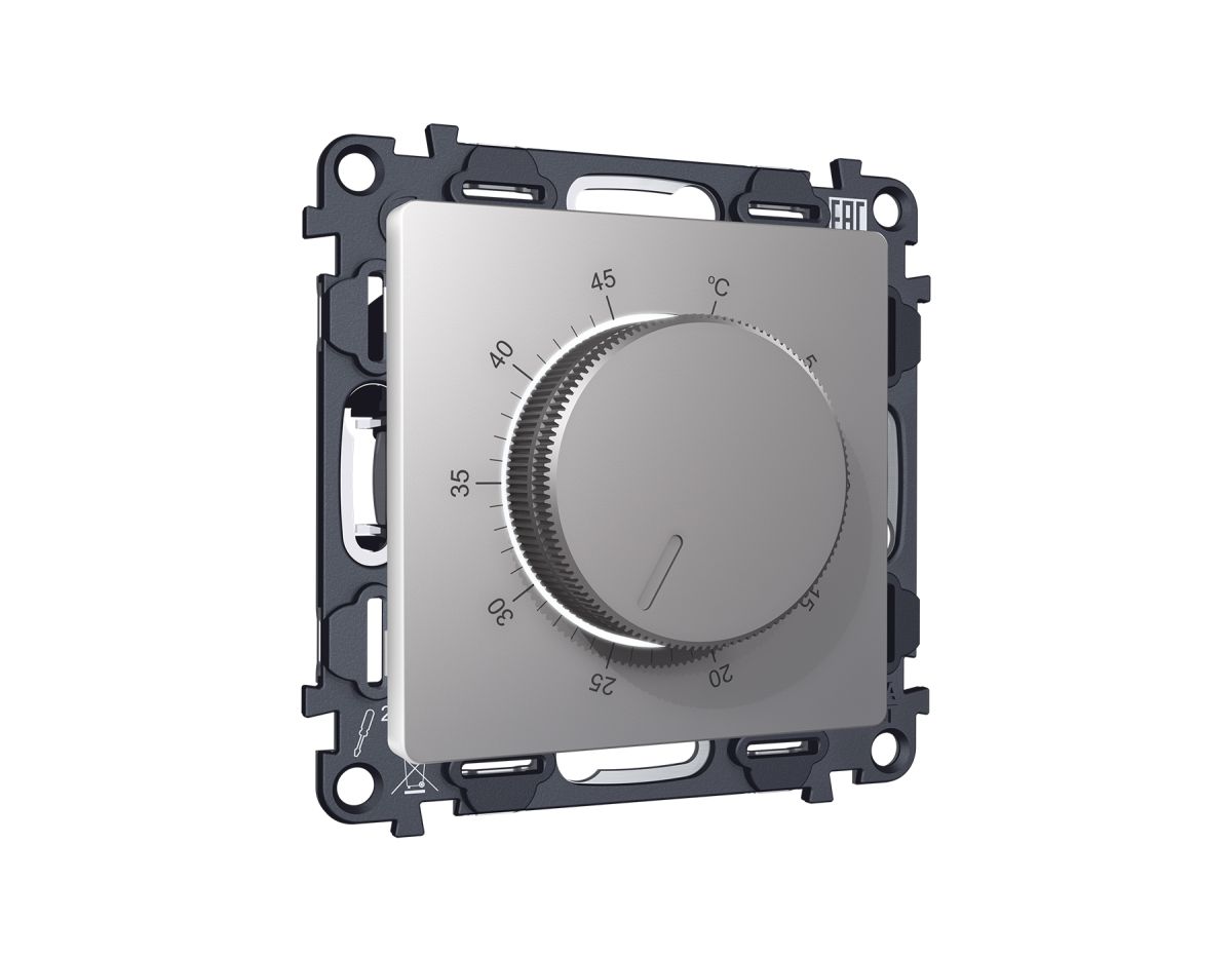 Комплект механизма терморегулятора с датчиком для теплого пола с подсветкой 16A-250V Alfa Сталь матовый Quant Ambrella Volt MA505710 (AP5057, VM1381) в Санкт-Петербурге