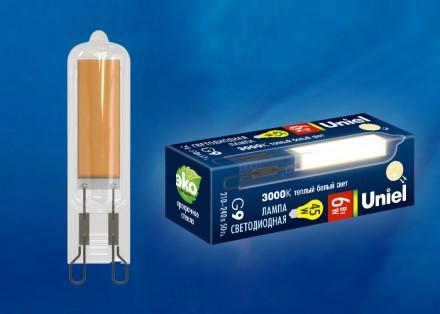 Лампа светодиодная (UL-00005057) Uniel G9 6W 3000K прозрачная LED-JCD-6W/3000K/G9/CL GLZ08TR в Санкт-Петербурге