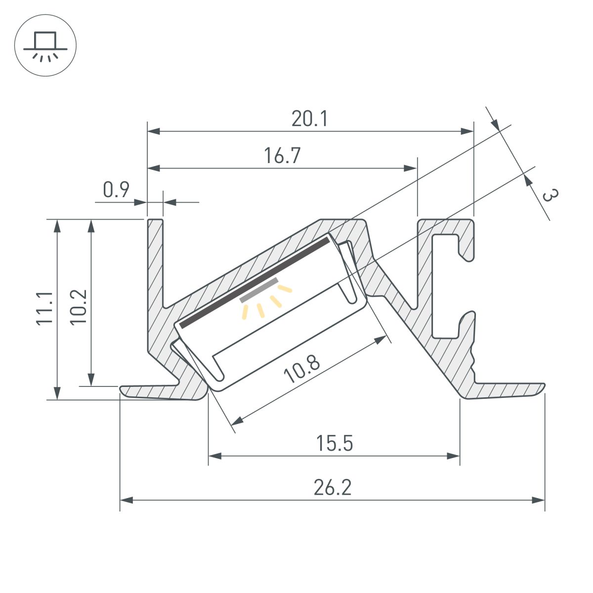 Профиль Arlight PDS-BEVEL-F-2000 ANOD (Алюминий) 063456 в Санкт-Петербурге
