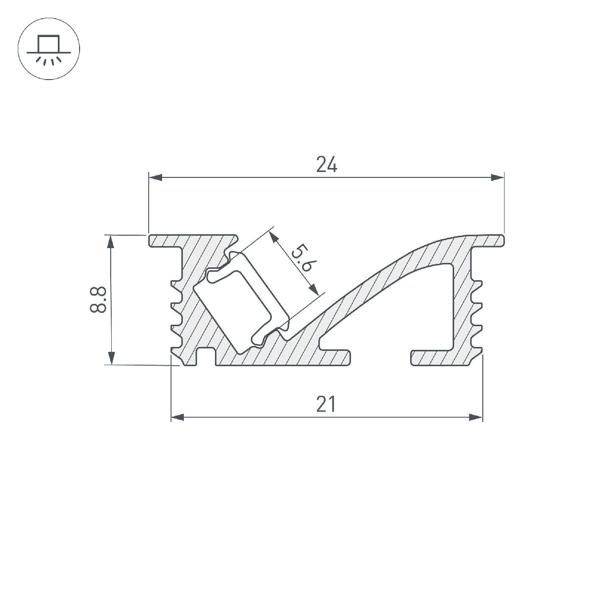 Алюминиевый профиль Arlight SL-BEVEL-W21-F-2000 ANOD BLACK 048997 в Санкт-Петербурге