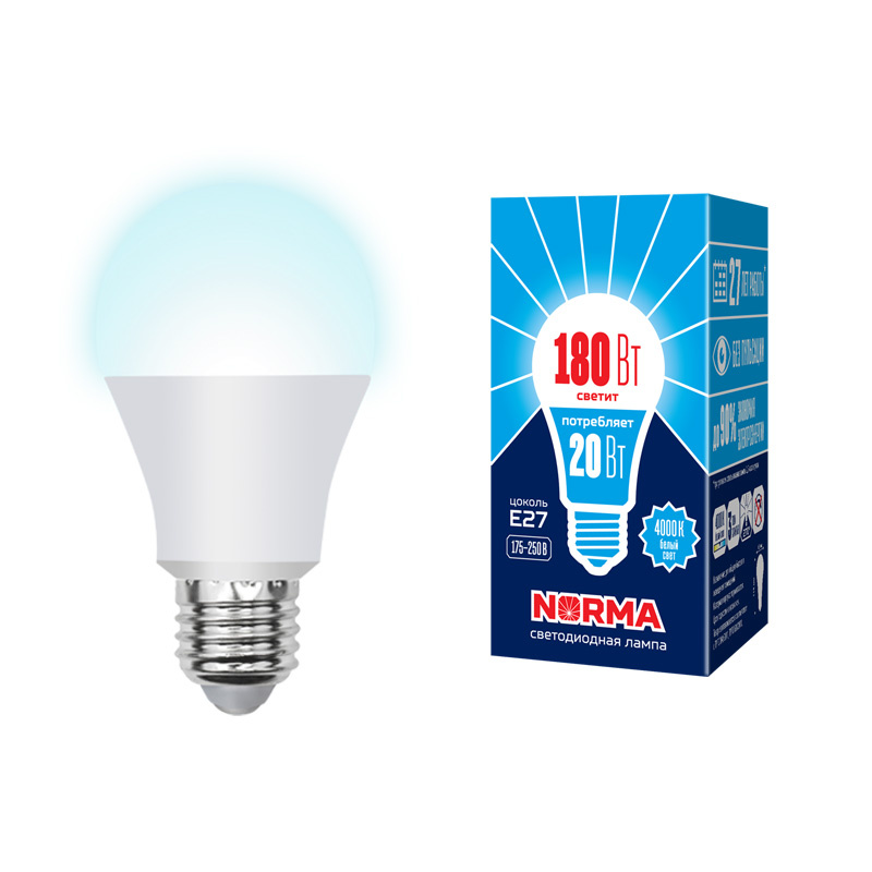 Лампа светодиодная (UL-00004029) Volpe E27 20W 4000K матовая LED-A65-20W/NW/E27/FR/NR в #REGION_NAME_DECLINE_PP#
