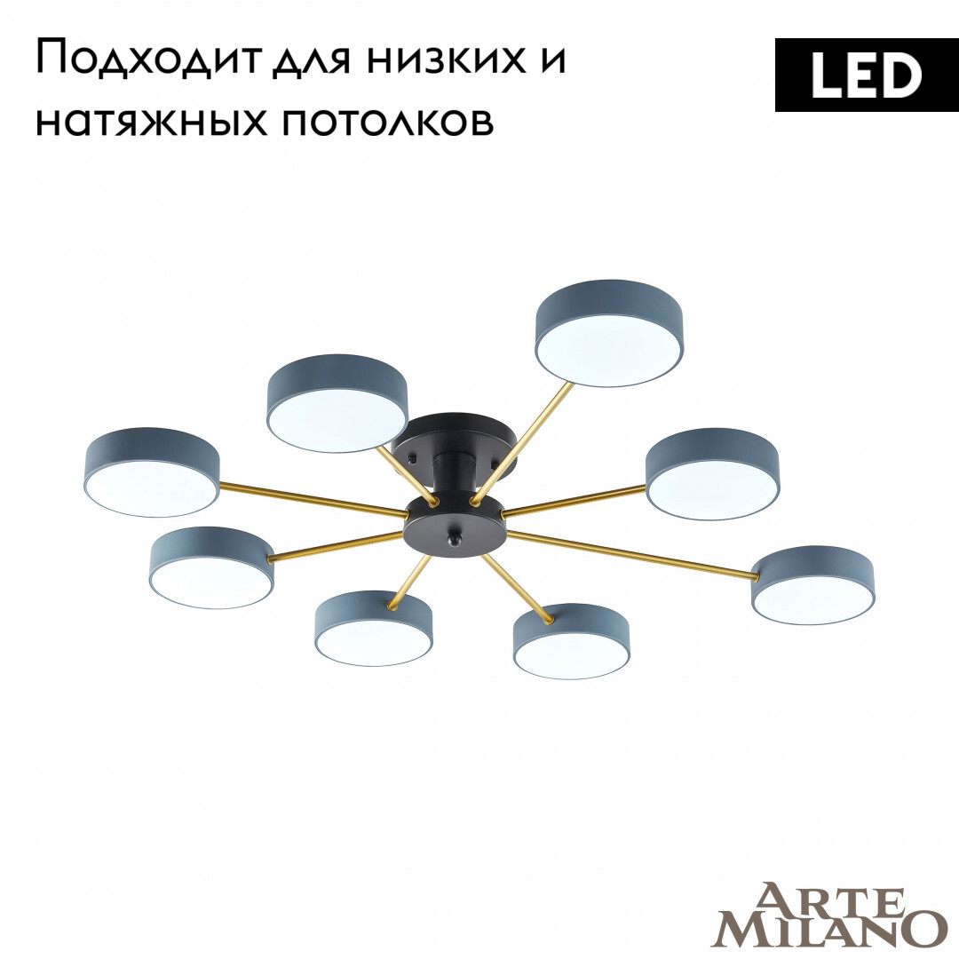 Потолочная люстра Arte Milano Ferrara 252006/8 Bk/Gr в Санкт-Петербурге