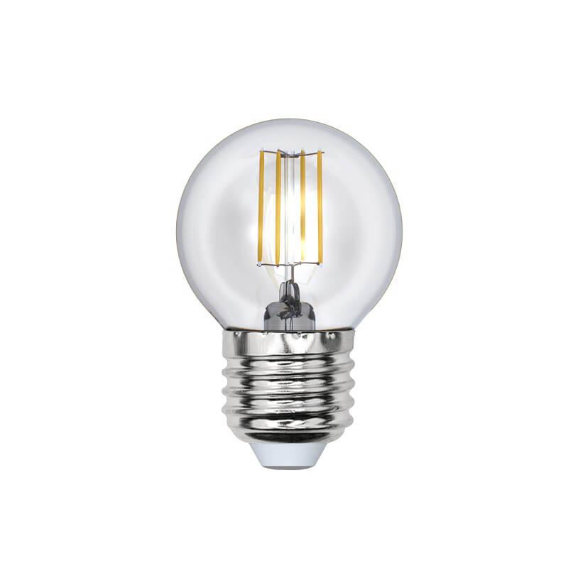 Лампа светодиодная филаментная (UL-00000196) Uniel E27 6W 3000K прозрачная LED-G45-6W/WW/E27/CL в Санкт-Петербурге