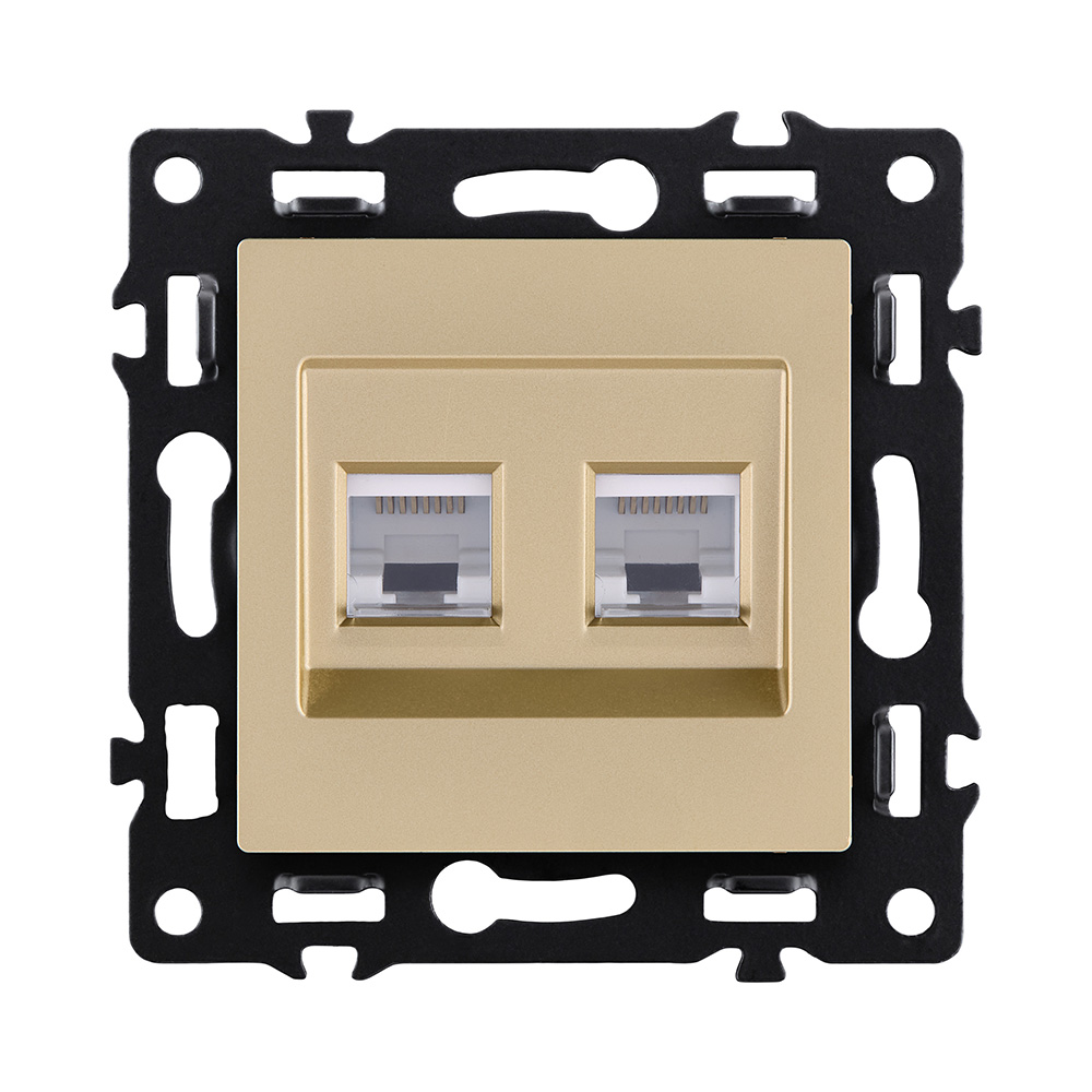 Розетка двойная Ethernet RJ45 Cat.6, золотой Kollinger Asthetik AS-018GD в #REGION_NAME_DECLINE_PP#