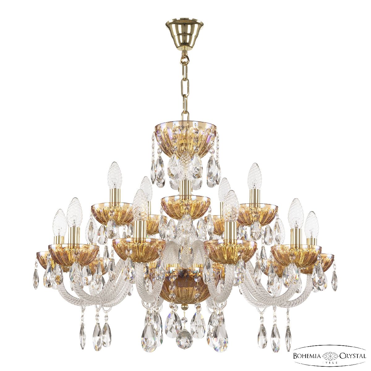 Подвесная люстра Bohemia Ivele Crystal 5417/10+5/240 G Shampan/M-1H в Санкт-Петербурге