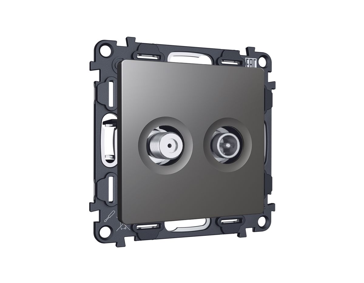 Комплект механизма розетки TV оконечной + SAT 5-862MHz 3.5dB/950-2150MHz 3.5dB Alfa Антрацит серый Quant Ambrella Volt MA663310 (AP6633, VM217) в #REGION_NAME_DECLINE_PP#