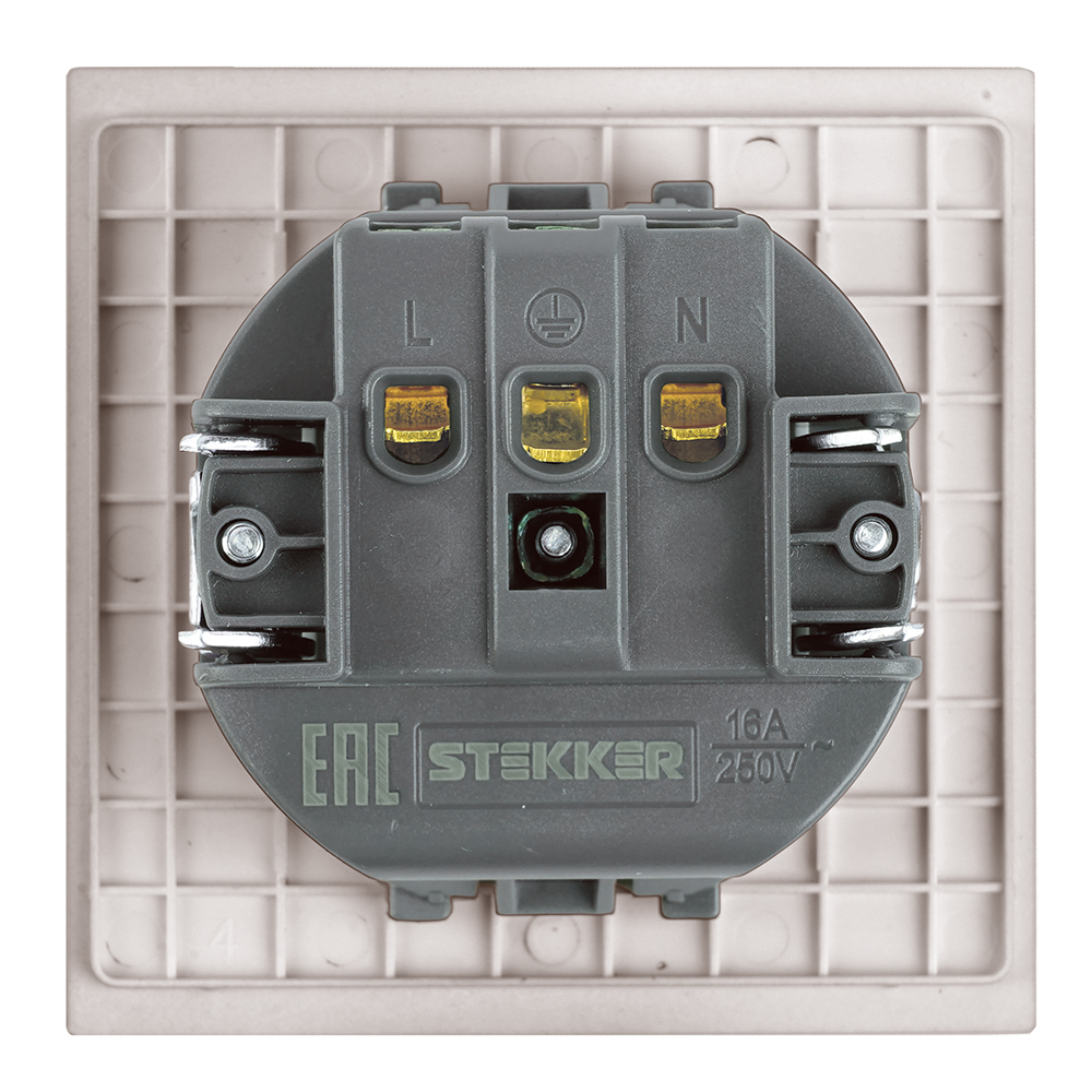 Розетка 1-местная с защитной шторкой с/з (механизм) Stekker Мия 250В 16А RST16-3110-08 пудровый жемчуг 50484 в #REGION_NAME_DECLINE_PP#