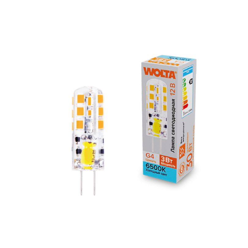 Светодиодная лампа WOLTA 3Вт 6500K G4 матовая WSTD-JC-12V3W6KG4-S в Санкт-Петербурге