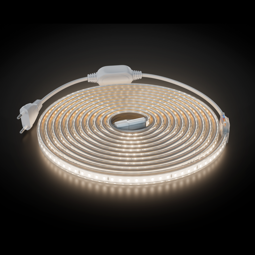 Комплект светодиодной ленты OGM 220В 6Вт/м, 400лм/м, 4000К (д/б),SMD2835, 120д/м, 5м, IP65 SL-66 в Санкт-Петербурге