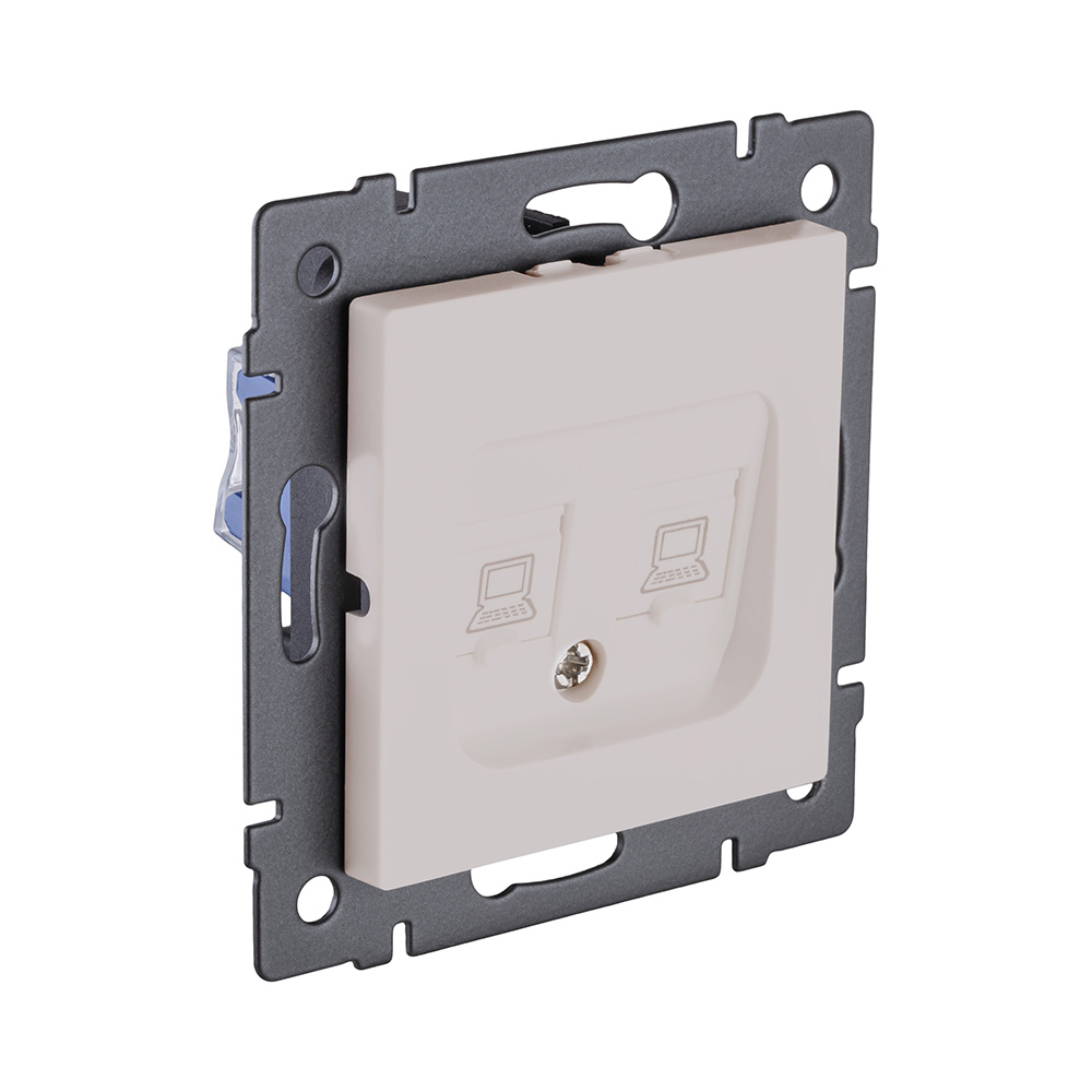 Розетка двойная Ethernet RJ45 Cat.6, кашемир матовый Kollinger REA-019CM для Aspekt, Eleganz, Reflex в #REGION_NAME_DECLINE_PP#