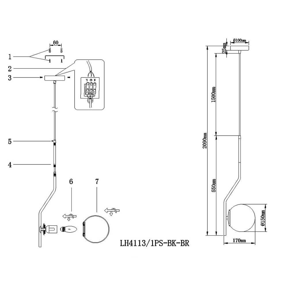 Подвесной светильник Lumien Hall Paterno LH4113/1PS-BK-BR в Санкт-Петербурге