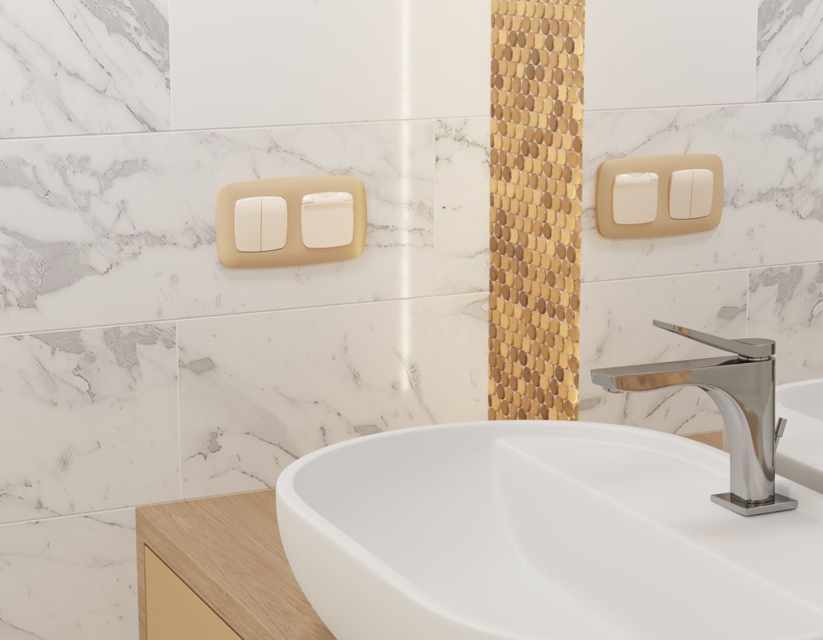 Комплект механизма 2-клавишного перекрестного выключателя Ambrella Volt 10A-250V OMEGA MO323030 Бежевый матовый QUANT (OP3230, VM125) в Санкт-Петербурге