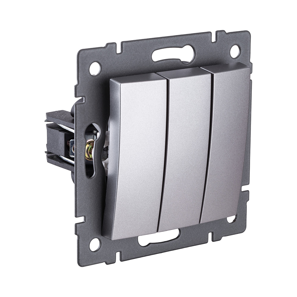 Выключатель 3-клавишный 10А/250В, изогнутый, серый Kollinger REA-R-012GY для Aspekt, Eleganz, Reflex в Санкт-Петербурге