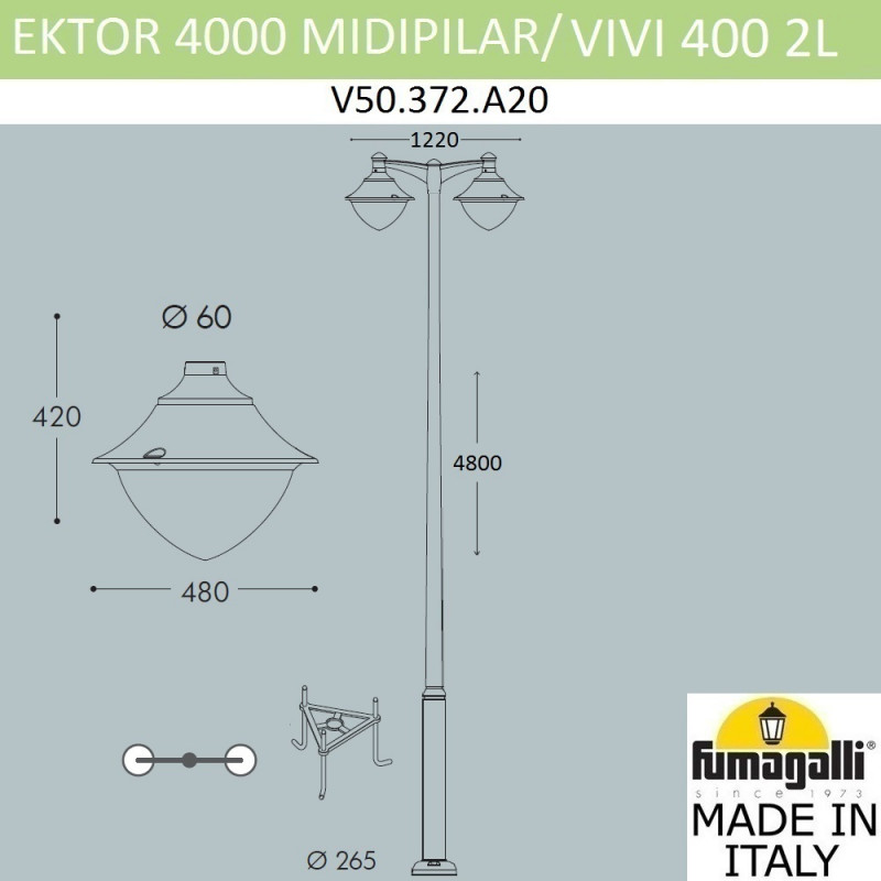 Садовый светильник Fumagalli V50.372.A20.LXD6L в Санкт-Петербурге