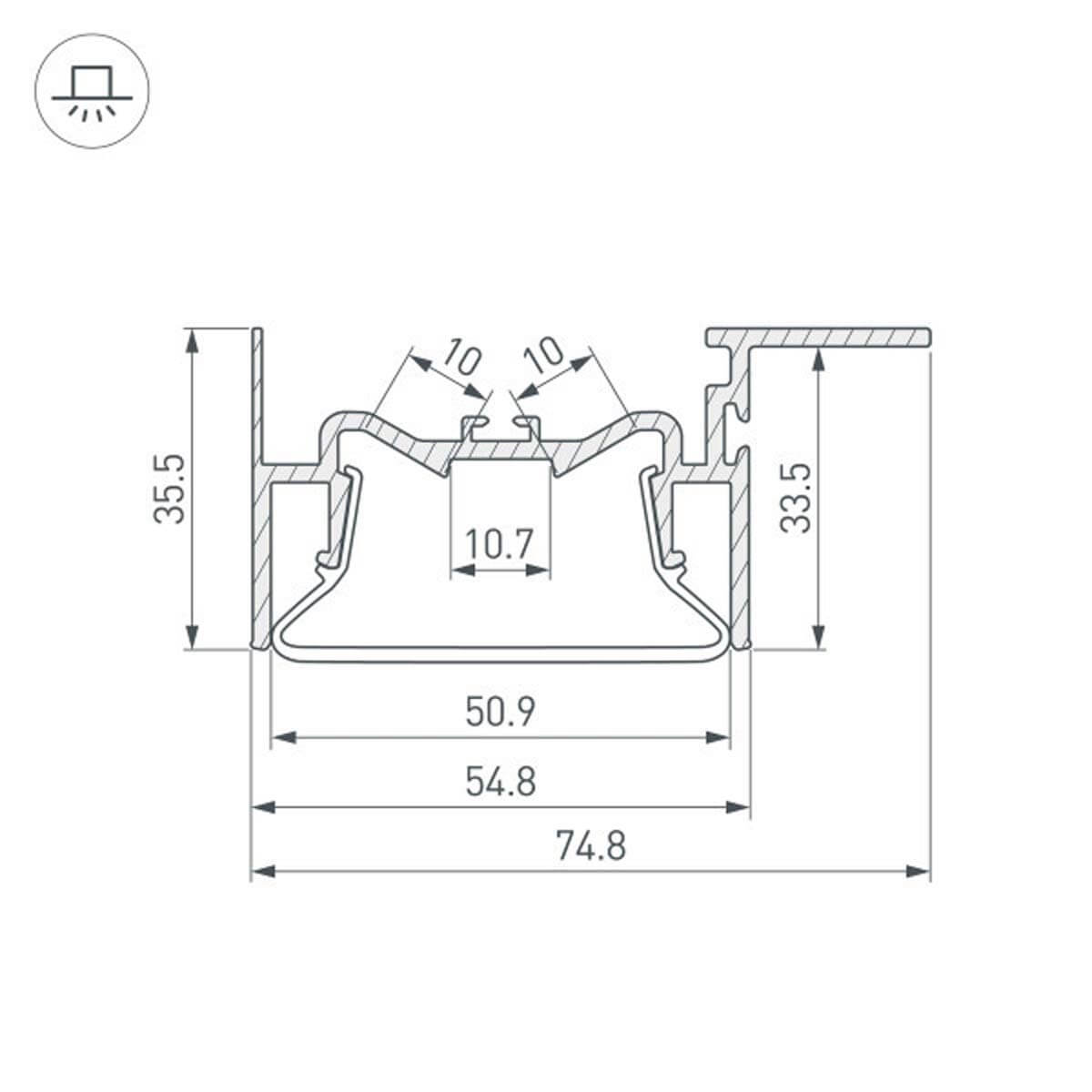 Алюминиевый профиль Arlight Foled-50-Ceil-Side-2000 035770 в Санкт-Петербурге