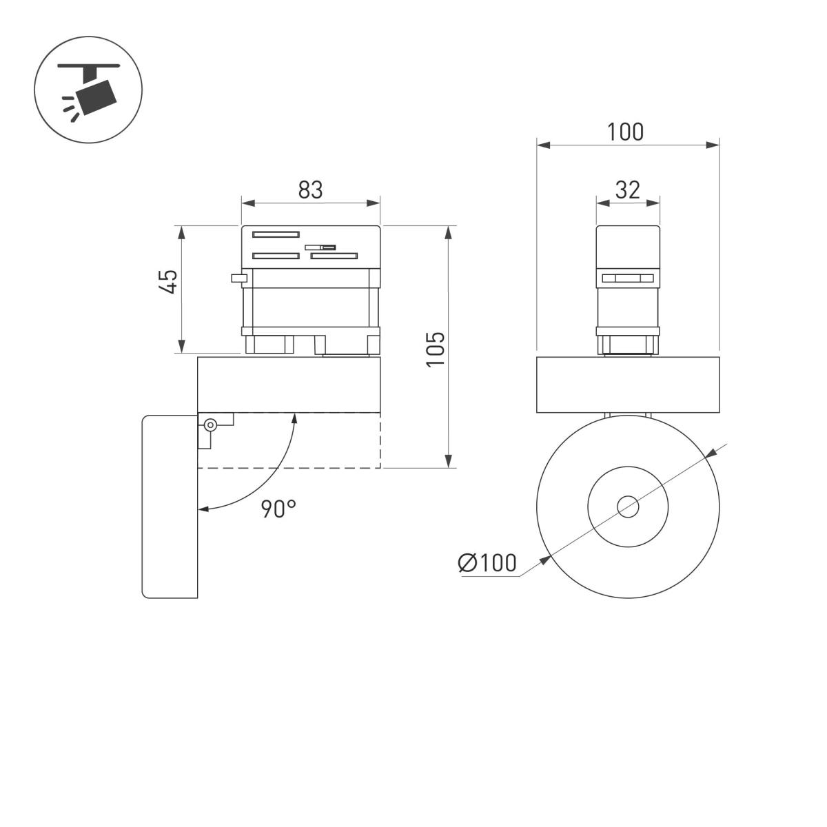 Трековый светильник Arlight LGD-MONA-TRACK-4TR-R100-12W Warm3000 024996 в Санкт-Петербурге