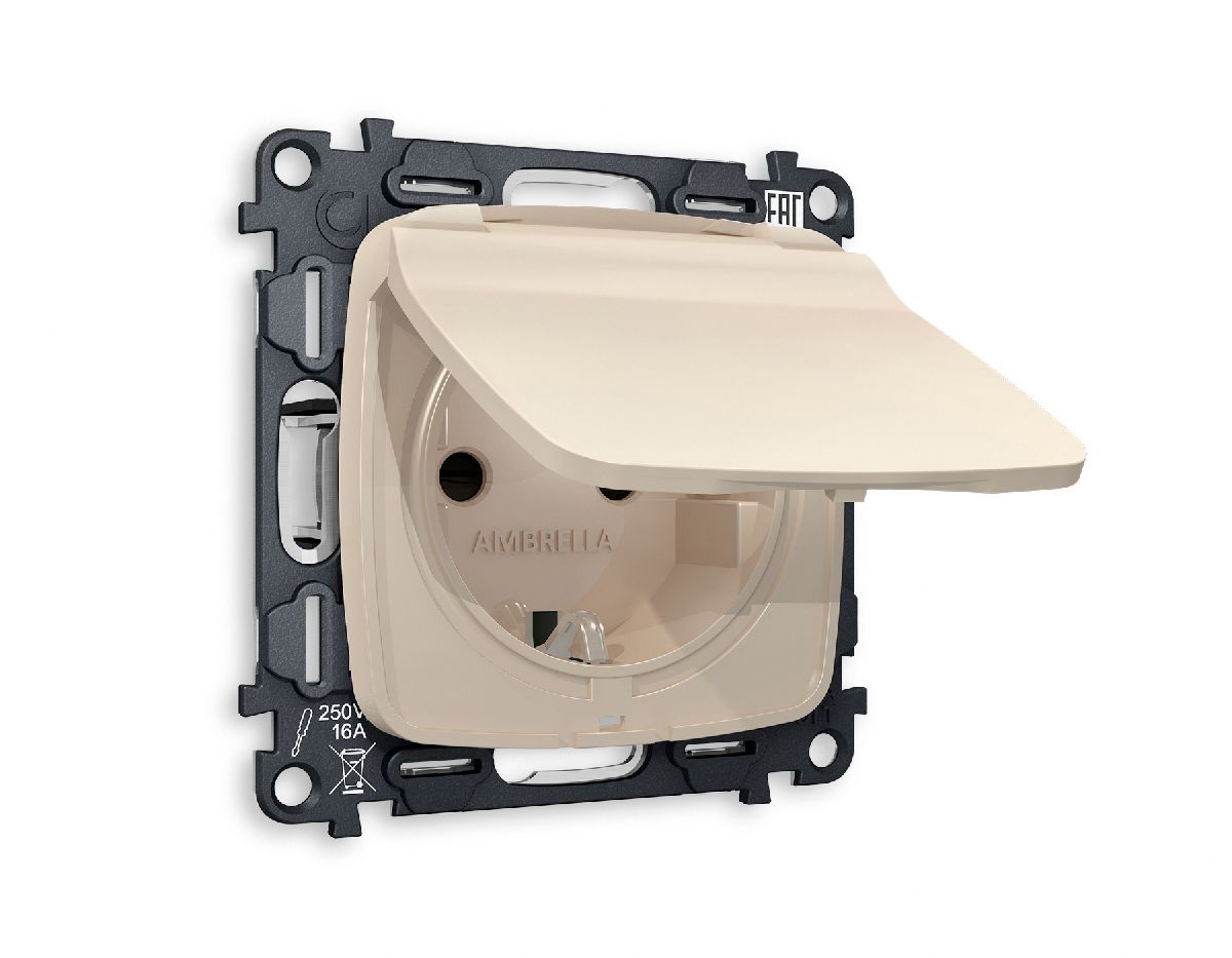 Комплект механизма розетки с/з со шторками и крышкой Ambrella Volt Omega MO328010 в Санкт-Петербурге