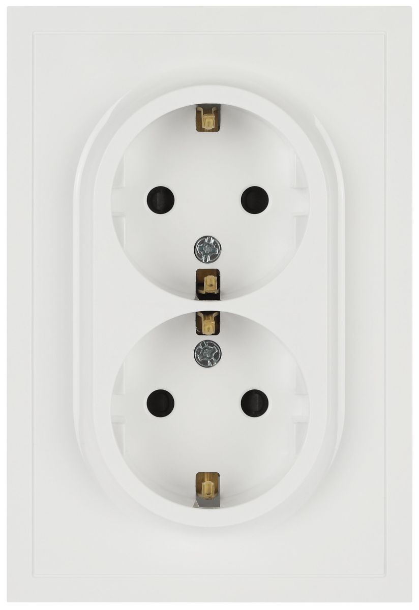 Розетка ЭРА Galaxy 15-2104-01 с заземлением двойная 2X2P+E Schuko 16А-250В IP20 белый Б0070678 в Санкт-Петербурге