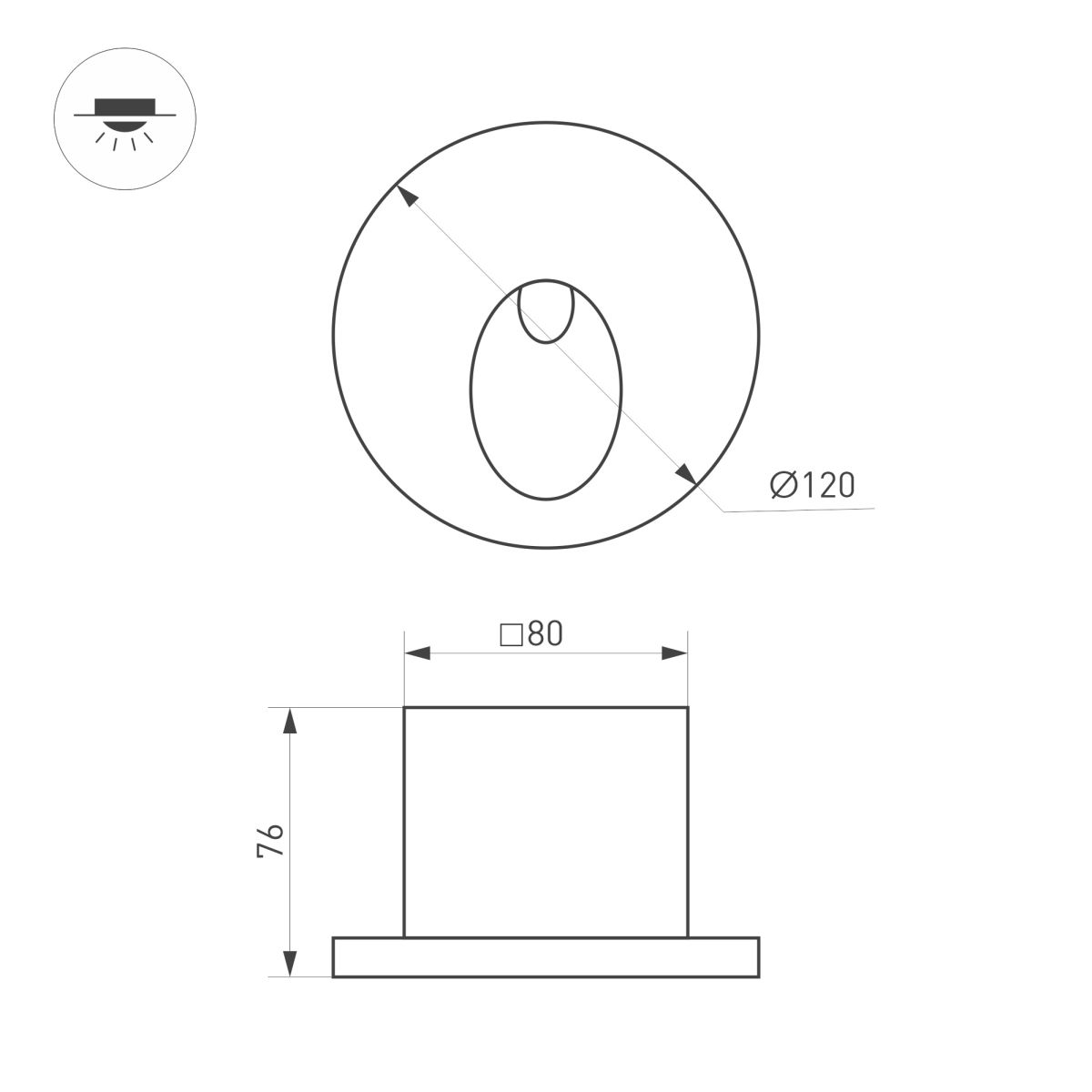 Светильник для ступеней Arlight LT-TIE-R120-3W Warm3000 (WH, 45x70 deg, 230V) (IP65 Бетон) 050872 в Санкт-Петербурге