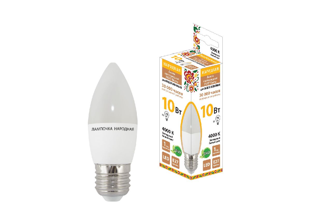 Лампа светодиодная TDM Electric Народная E27 10W 4000K матовая SQ0340-1595 в Санкт-Петербурге