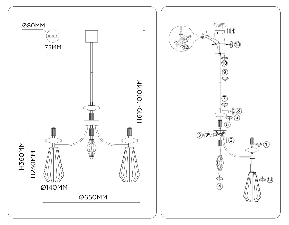 Люстра на штанге Ambrella Light High Light Ceramo Modern LH53183 в Санкт-Петербурге