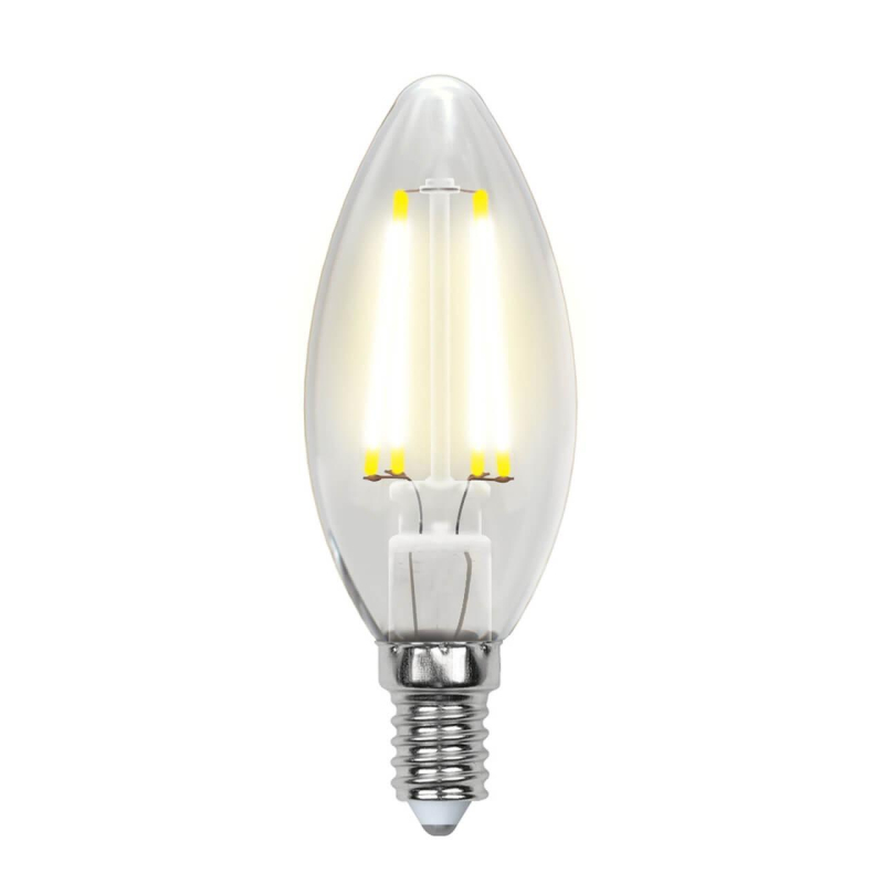 Лампа светодиодная филаментная (UL-00002196) Uniel E14 6W 3000K прозрачная LED-C35-6W/WW/E14/CL GLA01TR в Санкт-Петербурге
